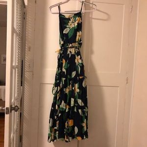 Floral tie waist maxi